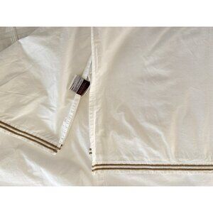 HUDSON PARK Dust Ruffle King BEDSKIRT White Mocha ITALY 100% Egyptian COTTON